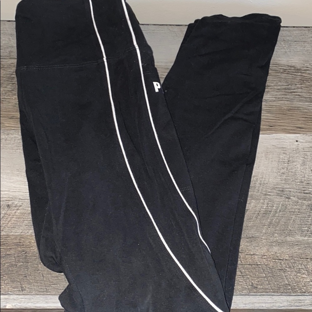 VS PINK BLACK WHITE STRIPE LEGGINGS